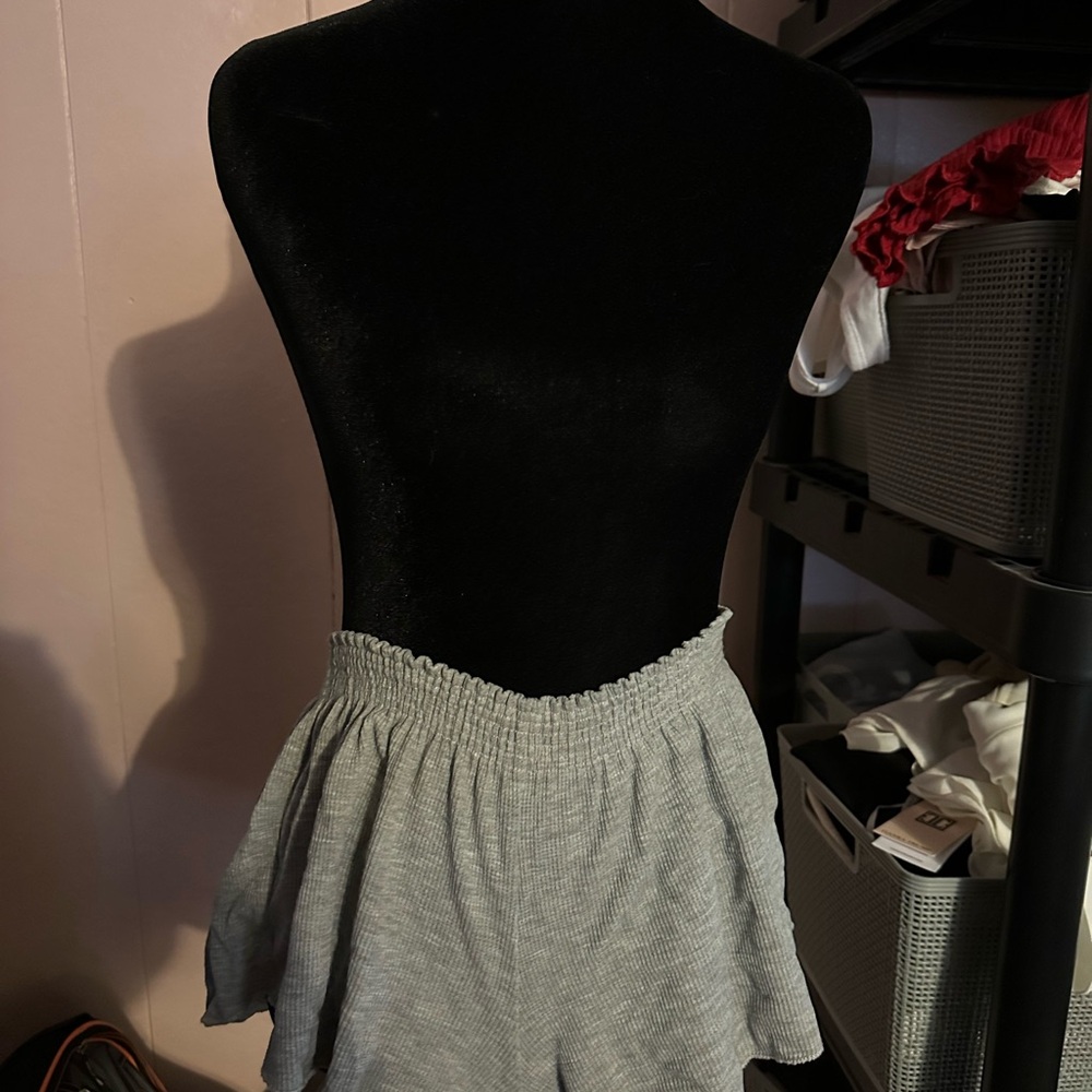 Gray Ruffled Shorts